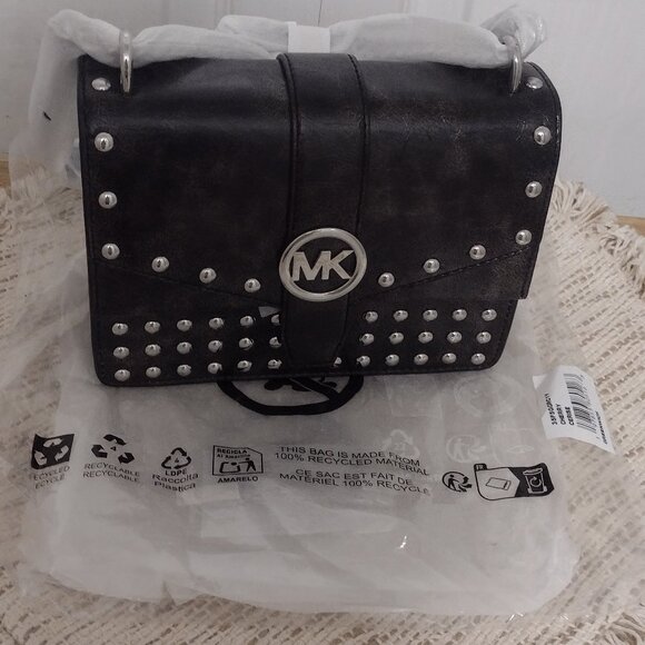 NWT MK Greenwich small studded distressed crossbody Blk color 💞 - Picture 5 of 6